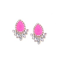 Angelia Neon Pink Crystal Wing Studs 